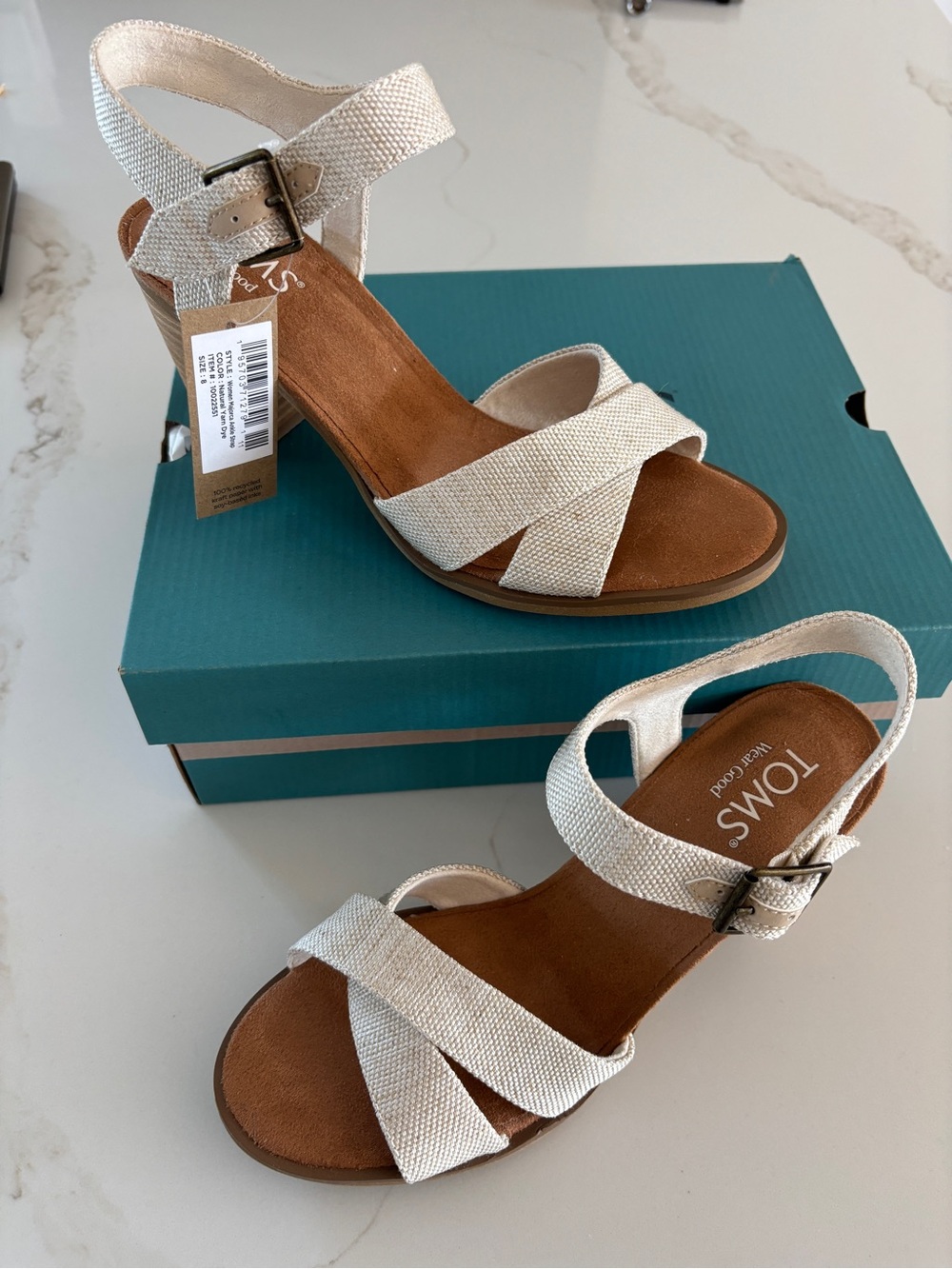 Toms Beige Cross-Strap Ankle Buckle Sandals